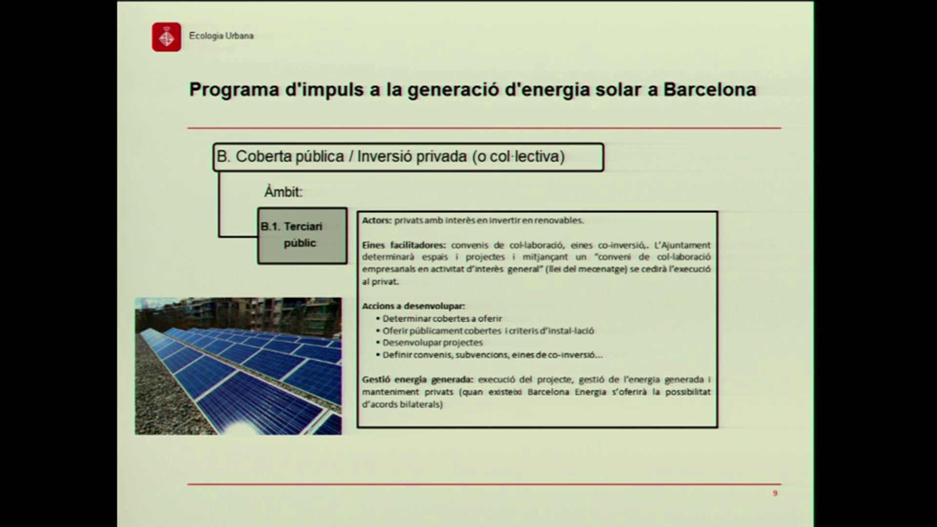 Programa d'impuls a la generació energética solar a Barcelona
